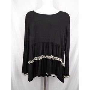 Jade by Jane Black Babydoll Top Tweed Trim Plus Size 3X New